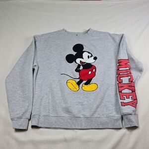 Gray Mickey Mouse Embroidered Sweater